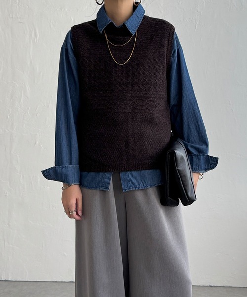 LBC（エルビーシー）の「ウール混バックシャンベスト（ベスト・レディース・ライトグレー/ブラック/グレー/グリーン・M/L）」の5枚目の写真