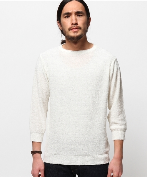 EDIFICE(エディフィス)の「◇リネン パイルボートネック 7ブ(ニット/セーター・メンズ・ベージュ/グリーン/ブルー系その他/ホワイト/イエロー・48/46/44)」の6枚目の写真