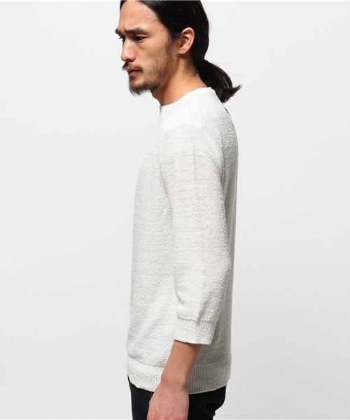 EDIFICE(エディフィス)の「◇リネン パイルボートネック 7ブ(ニット/セーター・メンズ・ベージュ/グリーン/ブルー系その他/ホワイト/イエロー・48/46/44)」の7枚目の写真