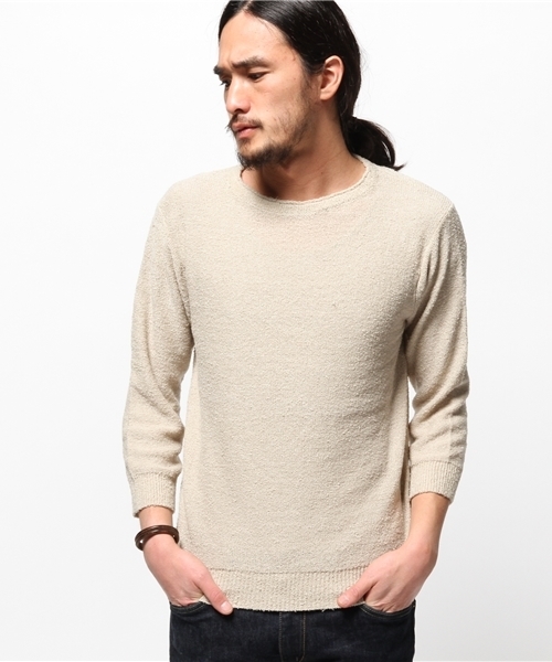 EDIFICE(エディフィス)の「◇リネン パイルボートネック 7ブ(ニット/セーター・メンズ・ベージュ/グリーン/ブルー系その他/ホワイト/イエロー・48/46/44)」の13枚目の写真