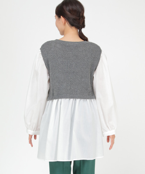 LBC（エルビーシー）の「ケーブルニットドッキングブラウス（シャツ/ブラウス・レディース・グレー/ダークブルー/ブラウン・M）」の15枚目の写真