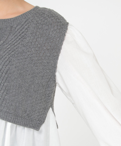 LBC（エルビーシー）の「ケーブルニットドッキングブラウス（シャツ/ブラウス・レディース・グレー/ダークブルー/ブラウン・M）」の7枚目の写真