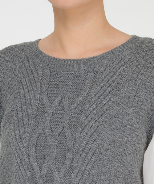 LBC（エルビーシー）の「ケーブルニットドッキングブラウス（シャツ/ブラウス・レディース・グレー/ダークブルー/ブラウン・M）」の8枚目の写真