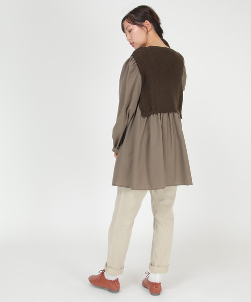 LBC（エルビーシー）の「ケーブルニットドッキングブラウス（シャツ/ブラウス・レディース・グレー/ダークブルー/ブラウン・M）」の16枚目の写真