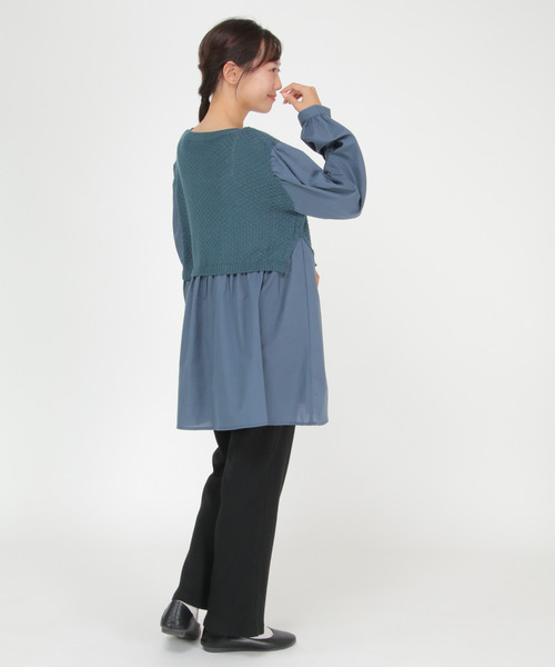 LBC（エルビーシー）の「ケーブルニットドッキングブラウス（シャツ/ブラウス・レディース・グレー/ダークブルー/ブラウン・M）」の18枚目の写真