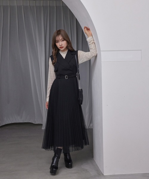 ANDGEEBEE（アンジービー）の「ノースリテーラープリーツワンピ（ワンピース・レディース・ブラウン/ブラック・MEDIUM）」の17枚目の写真