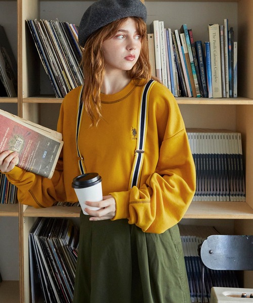 U.S. POLO ASSN.(ユーエスポロアッスン)の「U.S. POLO ASSN. /ユーエスポロアッスン 別注 ステッチ配色オーバーサイズスウェット長袖プルオーバー(スウェット・レディース・杢グレー/ブラック/グリーン/ピンク/オートミール/イエロー/ネイビー/オレンジ/アイボリー/パープル/カーキ/グレイッシュブルー/ミント・FREE)」の11枚目の写真