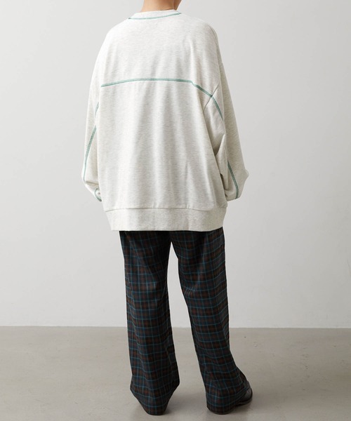 U.S. POLO ASSN.(ユーエスポロアッスン)の「U.S. POLO ASSN. /ユーエスポロアッスン 別注 ステッチ配色オーバーサイズスウェット長袖プルオーバー(スウェット・レディース・杢グレー/ブラック/グリーン/ピンク/オートミール/イエロー/ネイビー/オレンジ/アイボリー/パープル/カーキ/グレイッシュブルー/ミント・FREE)」の22枚目の写真