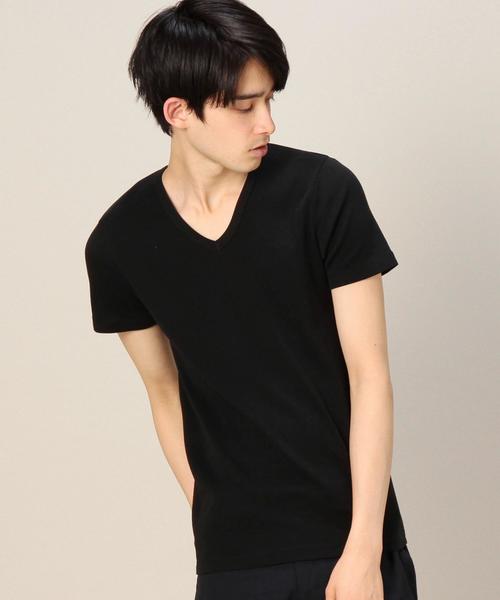 BEAUTY&YOUTH UNITED ARROWS（ビューティーアンドユースユナイテッドアローズ）の「BY フライス ショートスリーブ VネックTシャツ：◆（Tシャツ/カットソー・メンズ・ブラック/グレー/クリーム/ライム/ライトブルー/コバルトブルー/ネイビー/ライラック/ホワイト/ダークグレー・SMALL/MEDIUM/LARGE/X-LARGE）」の2枚目の写真