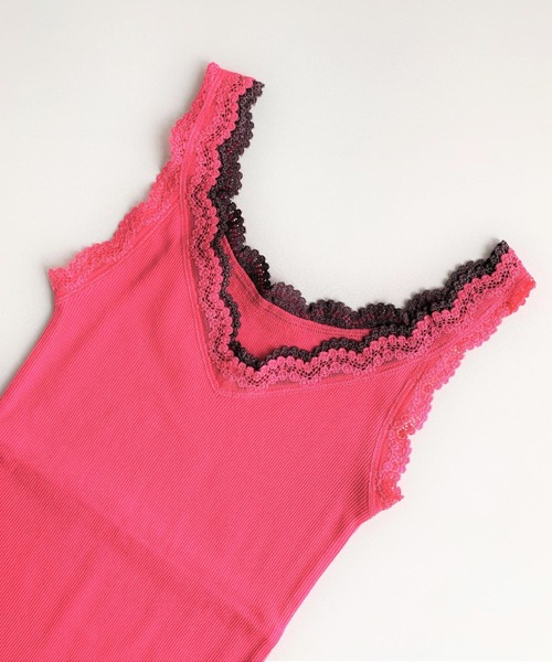 Q(キュー)の「バイカラーテレコタンク(タンクトップ・レディース・オレンジ/ネイビー/アイボリー/ピンク/グレー/レモンイエロー・MEDIUM)」の5枚目の写真