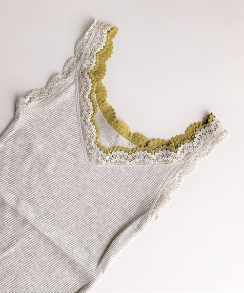 Q(キュー)の「バイカラーテレコタンク(タンクトップ・レディース・オレンジ/ネイビー/アイボリー/ピンク/グレー/レモンイエロー・MEDIUM)」の10枚目の写真