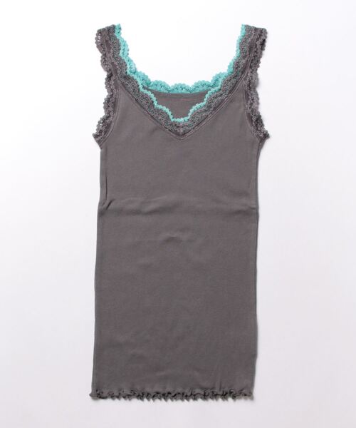 Q(キュー)の「バイカラーテレコタンク(タンクトップ・レディース・オレンジ/ネイビー/アイボリー/ピンク/グレー/レモンイエロー・MEDIUM)」の9枚目の写真