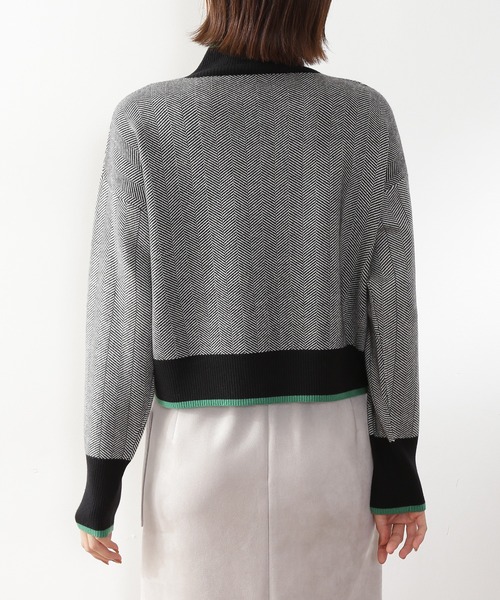 N.（N. Natural Beauty Basic）（エヌエヌナチュラルビューティーベーシック）の「◆バイカラーラインヘリンボンジャガードニット（ニット/セーター・レディース・ブラック/ブラウン/ブルー・MEDIUM）」の12枚目の写真