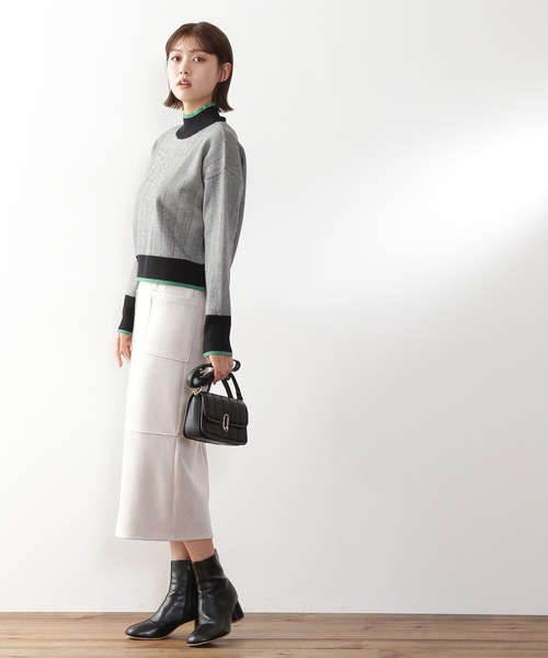 N.（N. Natural Beauty Basic）（エヌエヌナチュラルビューティーベーシック）の「◆バイカラーラインヘリンボンジャガードニット（ニット/セーター・レディース・ブラック/ブラウン/ブルー・MEDIUM）」の4枚目の写真