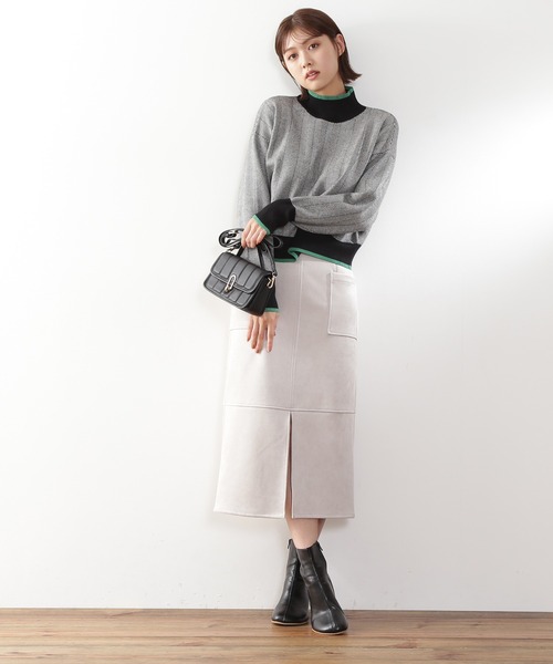 N.（N. Natural Beauty Basic）（エヌエヌナチュラルビューティーベーシック）の「◆バイカラーラインヘリンボンジャガードニット（ニット/セーター・レディース・ブラック/ブラウン/ブルー・MEDIUM）」の5枚目の写真