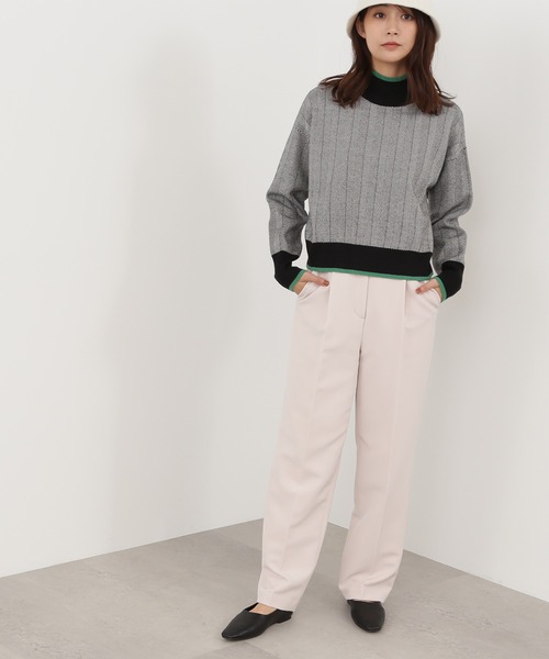 N.（N. Natural Beauty Basic）（エヌエヌナチュラルビューティーベーシック）の「◆バイカラーラインヘリンボンジャガードニット（ニット/セーター・レディース・ブラック/ブラウン/ブルー・MEDIUM）」の14枚目の写真