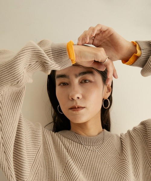 SALON adam et rope'（サロン アダム エ ロペ）の「【WEB限定】バイカラーリブニットワンピース（ワンピース・レディース・ダークブラウン/ベージュ/グリーン・FREE）」の9枚目の写真