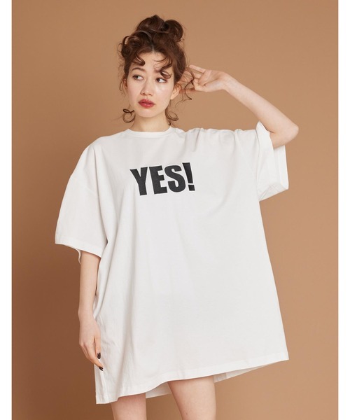Little sunny bite（リトルサニーバイト）の「Yes big tee（Tシャツ/カットソー・レディース・ブラック/ホワイト/ブルー/グリーン・SMALL/MEDIUM）」の2枚目の写真