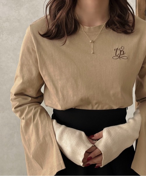 apres jour clair（アプレジュールクレア）の「【apres jour clair】スリットスリーブ刺繍Tシャツ【ZOZOTOWN限定アイテム】（Tシャツ/カットソー・レディース・ベージュ/アイボリー・フリー/X-LARGE）」の19枚目の写真