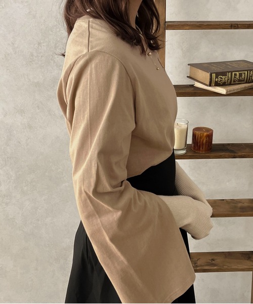 apres jour clair（アプレジュールクレア）の「【apres jour clair】スリットスリーブ刺繍Tシャツ【ZOZOTOWN限定アイテム】（Tシャツ/カットソー・レディース・ベージュ/アイボリー・フリー/X-LARGE）」の22枚目の写真