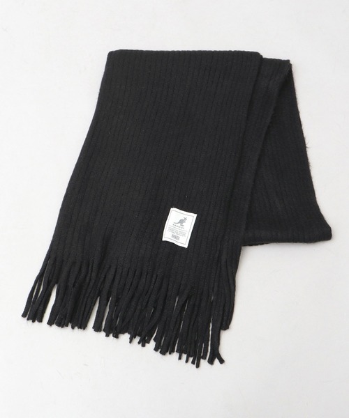 リブラッセル編み アクリルニット 大判 ボリューム マフラー / 大きめ