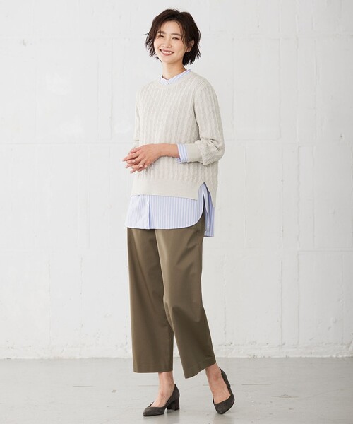 J.PRESS(ジェイプレス)の「【洗える】ストライプ バンドカラー ブラウス(シャツ/ブラウス・レディース・サックスブルー系1/ふじ色系1/ピンク系1・T15/T13)」の10枚目の写真