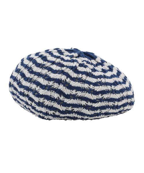 X-girl（エックスガール）の「STRIPED KNIT BERET（ハンチング/ベレー帽・レディース・ブラック/ネイビー/イエロー・ONE SIZE）」の3枚目の写真