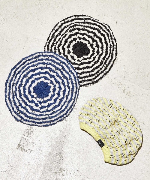 X-girl（エックスガール）の「STRIPED KNIT BERET（ハンチング/ベレー帽・レディース・ブラック/ネイビー/イエロー・ONE SIZE）」の10枚目の写真