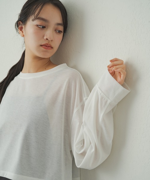 美品♡Theory CROPPED CN POシアーシャツ エアリーコットン WR-ctn-sheer-relax-LT-wh-06-