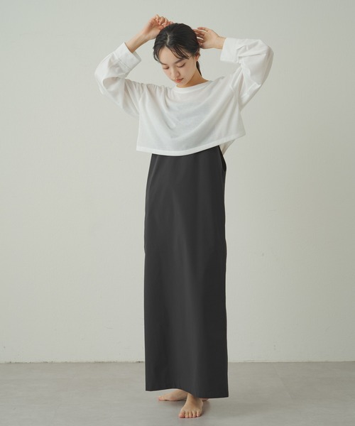 earthy(アーシー)の「【earthy_】シアークロップドロンT(Tシャツ/カットソー・レディース・オフホワイト/オレンジ/ブラック・FREE)」の18枚目の写真