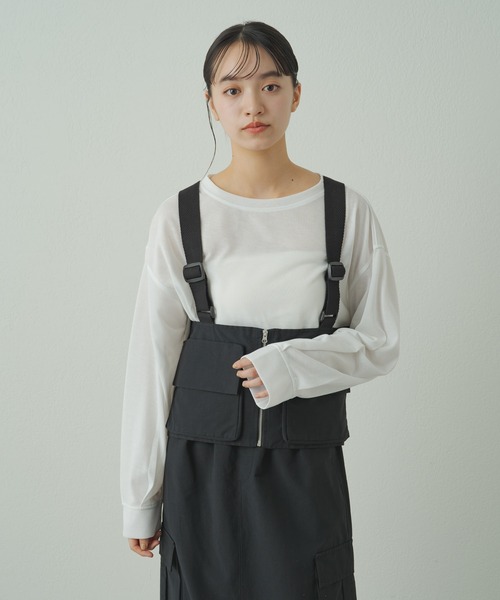 earthy(アーシー)の「【earthy_】シアークロップドロンT(Tシャツ/カットソー・レディース・オフホワイト/オレンジ/ブラック・FREE)」の21枚目の写真