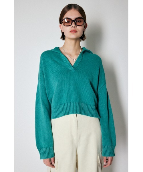 MOUSSY（マウジー）の「PIGMENT DYE SKIPPER ニット（ニット/セーター・レディース・ライトイエロー/ライトブラック/グリーン/オレンジ・FREE）」の5枚目の写真