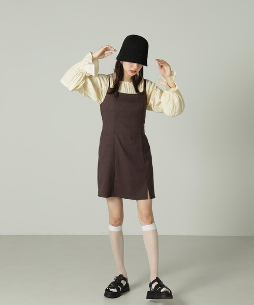 FREE'S MART（フリーズマート）の「◆Aラインミニキャミワンピース（ワンピース・レディース・ホワイト系その他/ブラウン系その他/ブラック・MEDIUM/SMALL）」の5枚目の写真