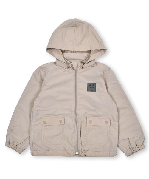 BeBe(ベベ)の「BeBe/【撥水加工】ヴィンテージタフタフード取り外し可能ジャケット (90~150cm)(ナイロンジャケット・キッズ・ベージュ/ブルー・90/130/120/150/100/110/140)」の2枚目の写真