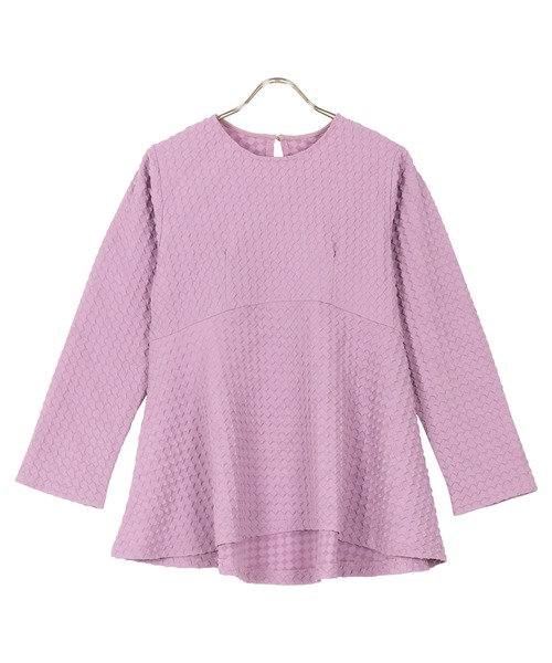 KOBE LETTUCE(コウベレタス)の「膨れ凹凸素材ペプラムチュニック(Tシャツ/カットソー・レディース・ブラック/アイボリー/ライラック・FREE)」の3枚目の写真