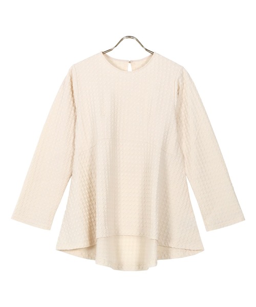 KOBE LETTUCE(コウベレタス)の「膨れ凹凸素材ペプラムチュニック(Tシャツ/カットソー・レディース・ブラック/アイボリー/ライラック・FREE)」の6枚目の写真