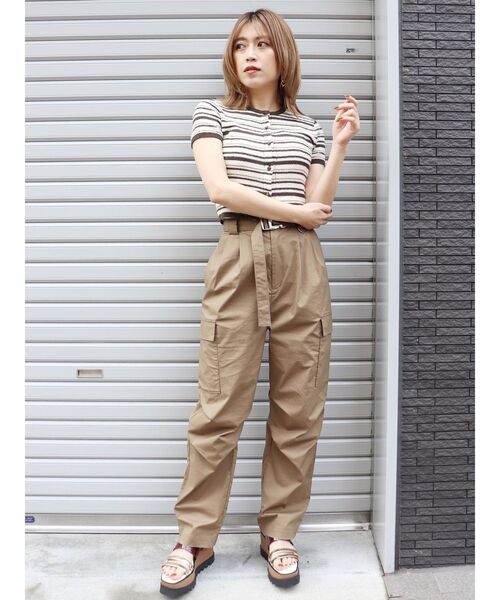 MURUA（ムルーア）の「ミニマルチボーダーカーデトップス（カーディガン/ボレロ・レディース・ネイビー/ブラウン/オレンジ・FREE）」の12枚目の写真