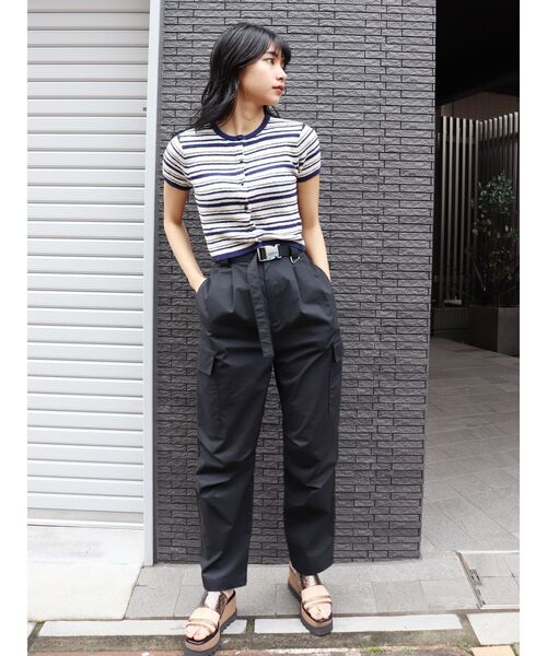 MURUA（ムルーア）の「ミニマルチボーダーカーデトップス（カーディガン/ボレロ・レディース・ネイビー/ブラウン/オレンジ・FREE）」の16枚目の写真