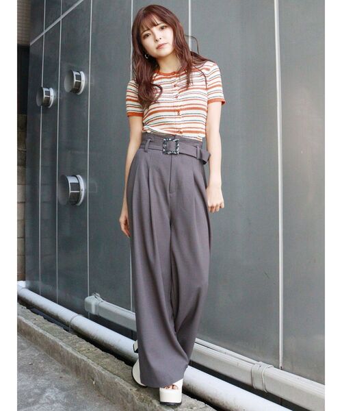 MURUA（ムルーア）の「ミニマルチボーダーカーデトップス（カーディガン/ボレロ・レディース・ネイビー/ブラウン/オレンジ・FREE）」の19枚目の写真