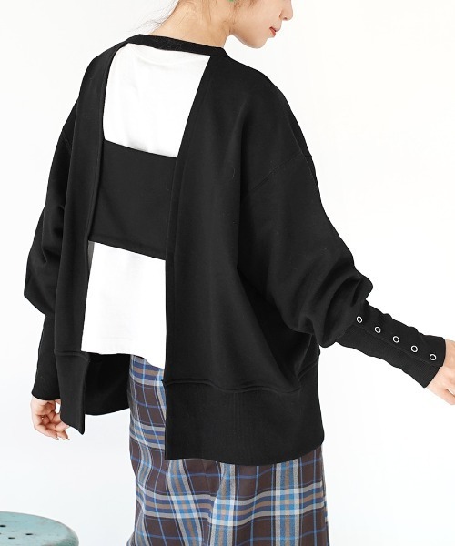 e-zakkamania stores(イーザッカマニアストアーズ)の「バックオープン プルオーバー(Tシャツ/カットソー・レディース・ブラック/アイボリー・フリー)」の2枚目の写真
