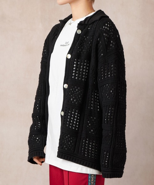 Lull（ルル）の「【Lull / ルル】パネルメッシュニットシャツ（ニット/セーター・レディース・ブラック/オフホワイト/サックスブルー・ONESIZE）」の9枚目の写真