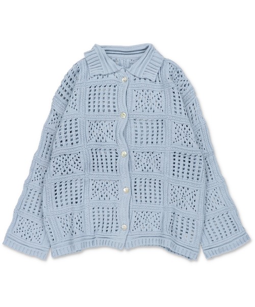 Lull（ルル）の「【Lull / ルル】パネルメッシュニットシャツ（ニット/セーター・レディース・ブラック/オフホワイト/サックスブルー・ONESIZE）」の22枚目の写真