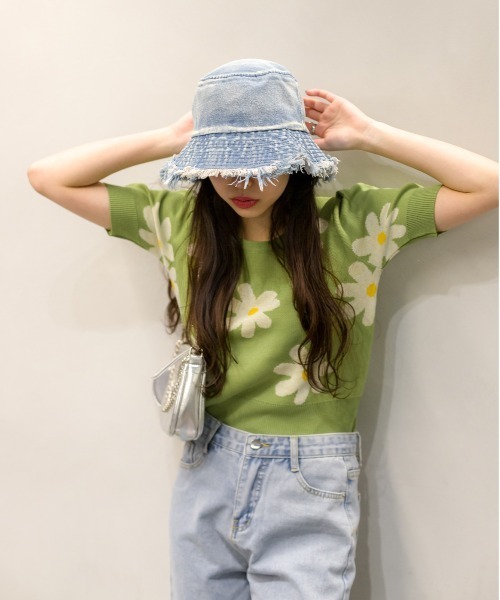 SpRay（スプレイ）の「デニムフリンジバケットハット（ハット・レディース・ブラック/ブルー・FREE）」の10枚目の写真