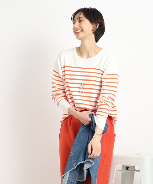 DRESKIP(ドレスキップ)の「◆いつものコーデに彩りを【洗える】なめらかタッチ総針ニット(ニット/セーター・レディース・ピンク系/オレンジ系7/イエロー/ベージュ系2/グリーン/ブラック系2・03/02/04)」の11枚目の写真