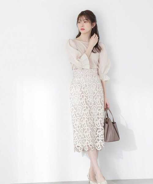 PROPORTION BODY DRESSING(プロポーションボディドレッシング)の「モノグラムケミカルレースタイトスカート / 1213120400(スカート・レディース・ライトグリーン/オフホワイト・SMALL/MEDIUM/X-SMALL)」の15枚目の写真