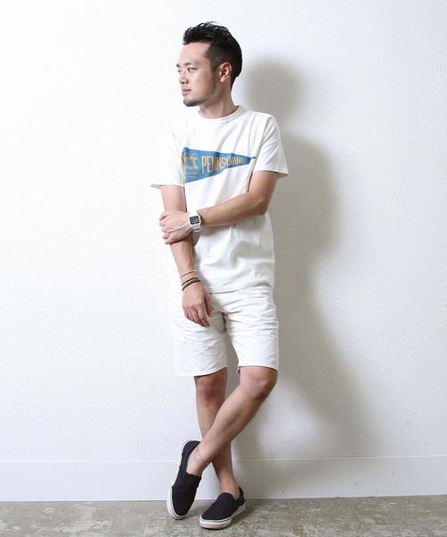 coen（コーエン）の「ペナントプリントTシャツ（Tシャツ/カットソー・メンズ・ライトブルー/ネイビー/オフホワイト・LARGE/X-LARGE/MEDIUM/SMALL）」の4枚目の写真