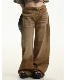 4カラー ワイドシルエット ウォッシュ加工デニムパンツ NZK6131【MASONPRINCE】