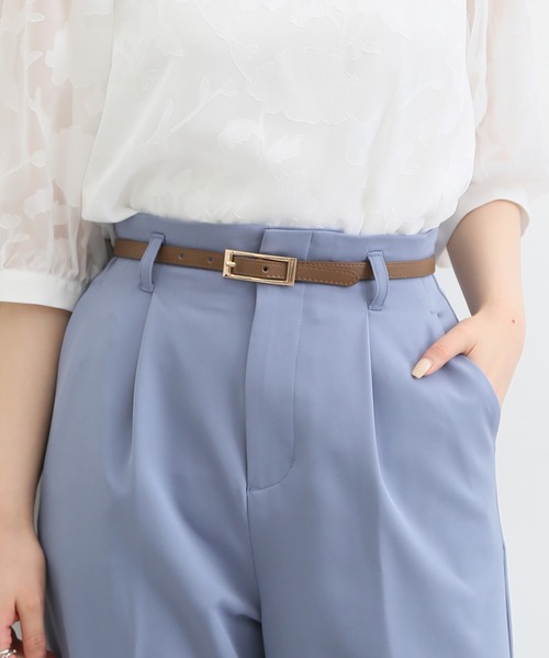 Honeys（ハニーズ）の「スクエアバックル細ベルト（ベルト・レディース・ダークブラウン/ブラック/グレイッシュベージュ/ブラック系その他/アイボリー/ホワイト・FREE）」の5枚目の写真