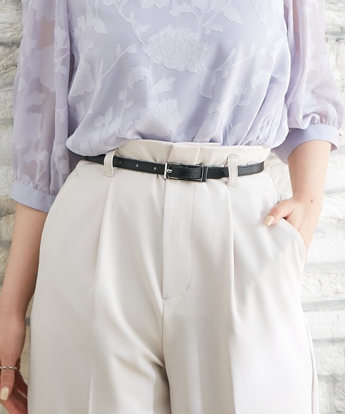 Honeys（ハニーズ）の「スクエアバックル細ベルト（ベルト・レディース・ダークブラウン/ブラック/グレイッシュベージュ/ブラック系その他/アイボリー/ホワイト・FREE）」の4枚目の写真