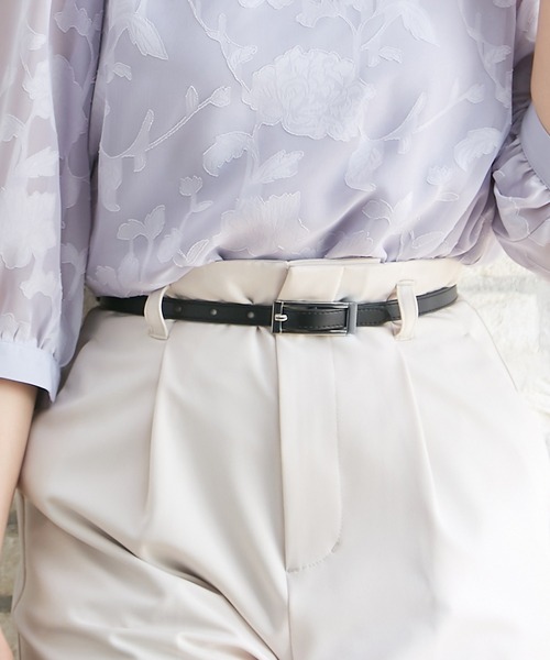 Honeys（ハニーズ）の「スクエアバックル細ベルト（ベルト・レディース・ダークブラウン/ブラック/グレイッシュベージュ/ブラック系その他/アイボリー/ホワイト・FREE）」の15枚目の写真